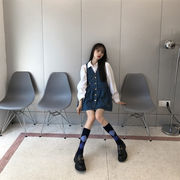 ニューイヤーウェア 韓国ファッション お出かけ デニム シャツ 減齢 ミニスカート セット ワンピース