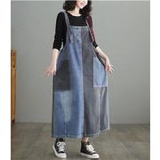 大人の魅力高まる 韓国ファッション デニム 縫付 サスペンダースカート オシャレ カジュアル 大きいサイズ