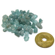 【高品質】天然石 小原石・ラフロックタンブル・チップ ジルコン 青ブルー系 50個