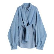 素敵なデザイン  デニムジャケット スプリット デザインセンス 長袖 レトロ コート