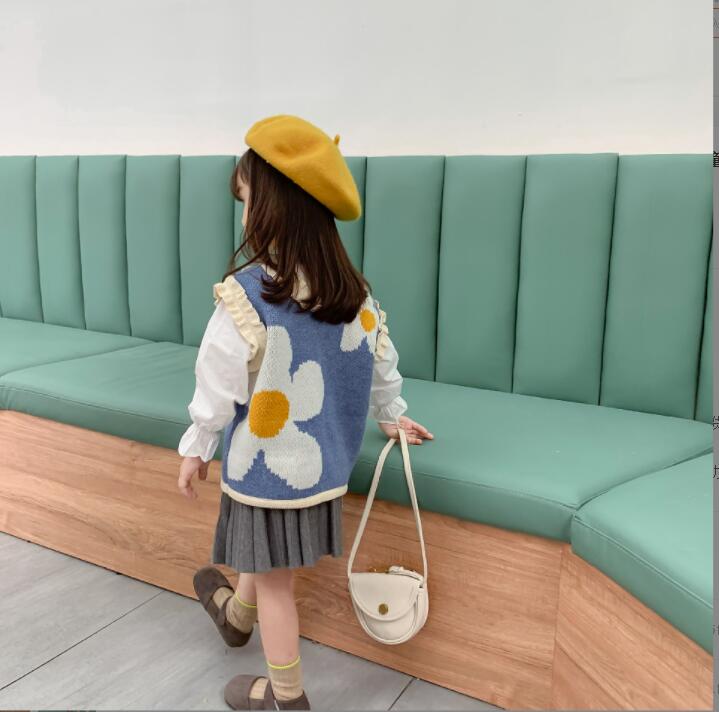 子供服早い春★女の子ニットベスト★ファッションニットベスト子供夏服★韓国風子供夏服★80-120