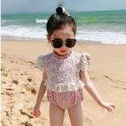 2022夏新作  韓国風子供服 水着 花柄フリルレース付き ワンピース水着 セパレート 女の子 花柄  大人気