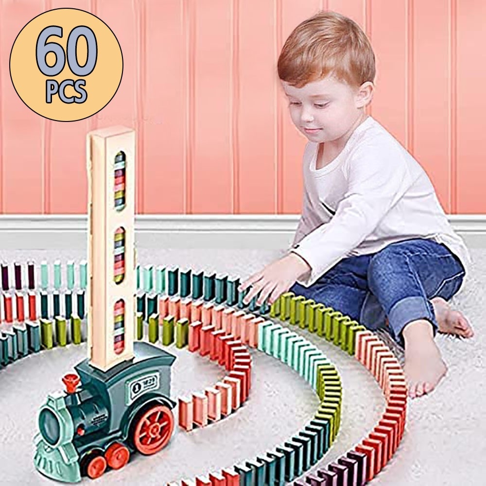 玩具 ドミノ トレイン 自動 列車 機関車 電車 60個 おもち