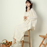 大人の魅力 上品 女性らしい 韓国ファッション 綿 ししゅう Vネック カーディガン シャツ