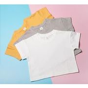 【2022年夏新作】韓国子供服　Tシャツ　無地　ニット商品　チップス　男女兼用　3色展開　80#-140#