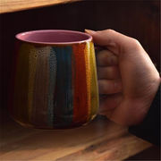 大容量 カップ コーヒーカップ セラミック 手描き マグカップ ふた付きスプーン
