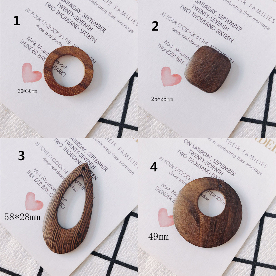 ハンドメイド 木 ウッド パーツ チャーム DIYパーツ 通し穴付き レトロ
