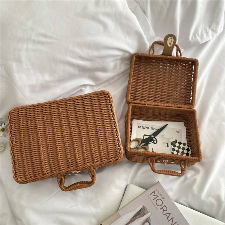 広く注目を集める INSスタイル 牧歌的なスタイル レトロ 模造籐 スーツケース スーツケース