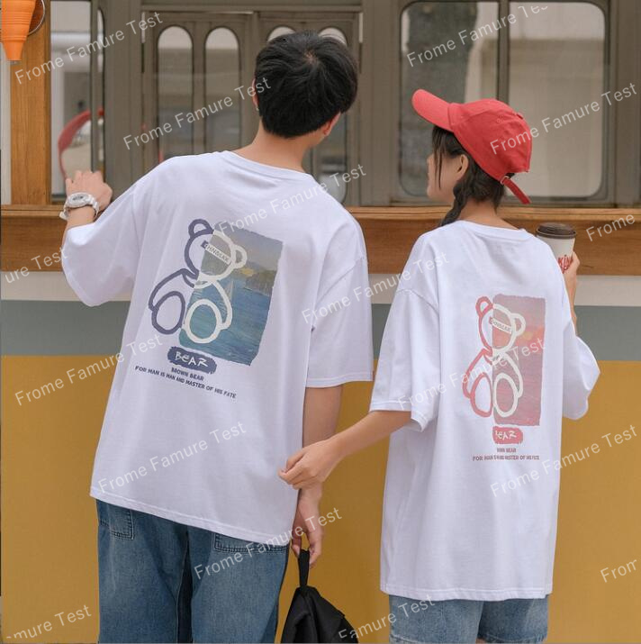 韓国風 シャツ　カップル半袖Tシャツ　夏の新しい　スポーツウェア　ファッション半袖Tシャツ★M-2X