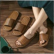 レディーススリッパ，竹籐スリッパ，ファッションオールマッチスリッパ★カップルスリッパ★36-45