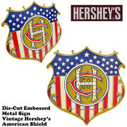 ダイカットエンボスメタルサイン VINTAGE HERSHEY'S AMERICAN SHIELD【ハーシー チョコレート ブリキ看板】