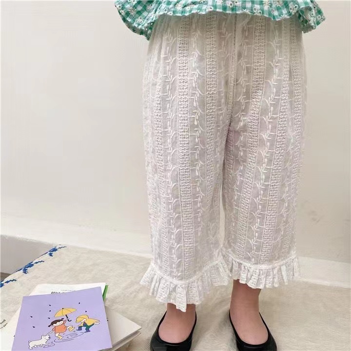 新しい  女の子 パンツ  九分丈パンツ  モスキートパンツ  韓国子供服 カジュアルパンツ  90-130cm