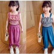 夏　セットアップ　キャミ　ベストブラウス　パンツ　女の子　子供服　花柄　キッズ 　韓国ファッション