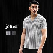 【Tシャツアイテム】オルタネートストライプデザインVネックTシャツ／joker