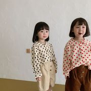 2022春夏新しい】韓国子供服  ベビー服 女の子 カジュアル トップス ドット  シャツ キッズ服