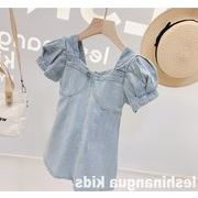 夏新作　キッズワンピース　女の子　子供服　夏　デニム　ワンピース　韓国ファッション