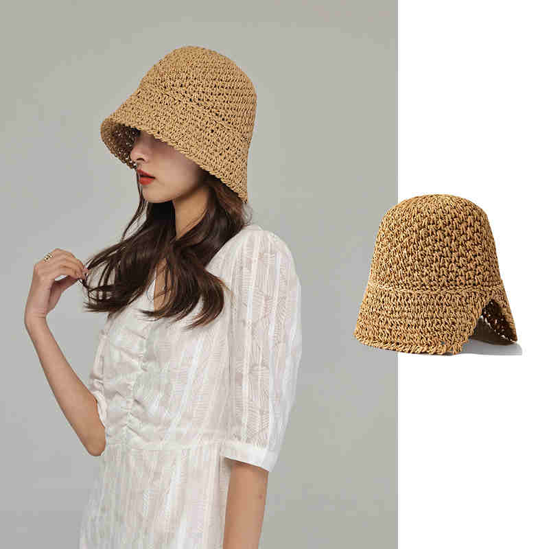 季節の流行・日除け帽・レディース・草編み帽・人気・ファッション帽子・2色