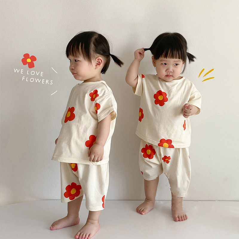 2022年夏の新作韓国人が同じ子供用スーツをゆったりと快適に購入するベビー半袖ショーツ2点セット