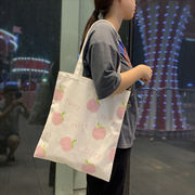 ズックバッグ　トートバッグ　エコバッグ　INS　桃　peach　キャンバス　韓国ファッション　デザイン