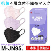 M-JN95マスク レース柄 日本製【医療用クラス3】4層構造 3D立体型 30枚入り 個包装 JN95シリーズ