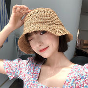季節の流行・日除け帽・大人用・草編み・3色・人気・ファッション帽子