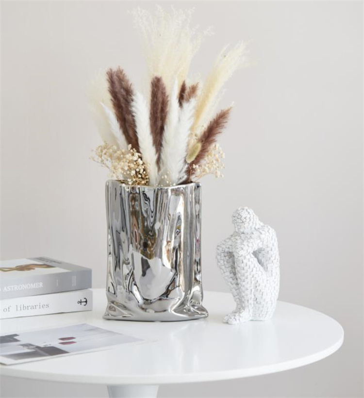 花瓶 モダンスタイル シンプル 葦 ドライフラワー 装飾 アート 電気メッキ ハイエンド デザイン