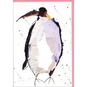 グリーティングカード 多目的 貼り絵「ペンギン」イラスト