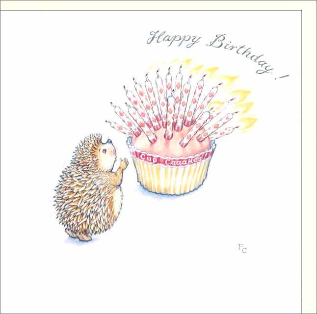 グリーティングカード 誕生日/バースデー ピーター・クロス「ロウソクを消すハリネズミ」動物