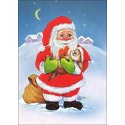 ポストカード クリスマス「サンタクロースと子犬」メッセージカード 郵便はがき