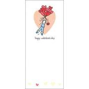 グリーティングカード バレンタイン「花をくわえた男の子とハートの風船」