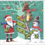 グリーティングカード クリスマス「サンタとトナカイとスノーマン」メッセージカード