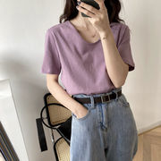 夏　トップス　Tシャツ　半袖　韓国ファッション　ゆったり　通気　無地　シンプル