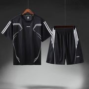 スポーツ服　スーツ　メンズスポーツウエア　半袖　速乾フィットネス服　薄　通気　2点セット
