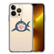 iPhone13 Pro 側面ソフト 背面ハード ハイブリッド クリア ケース サメ リンゴ飲み込む