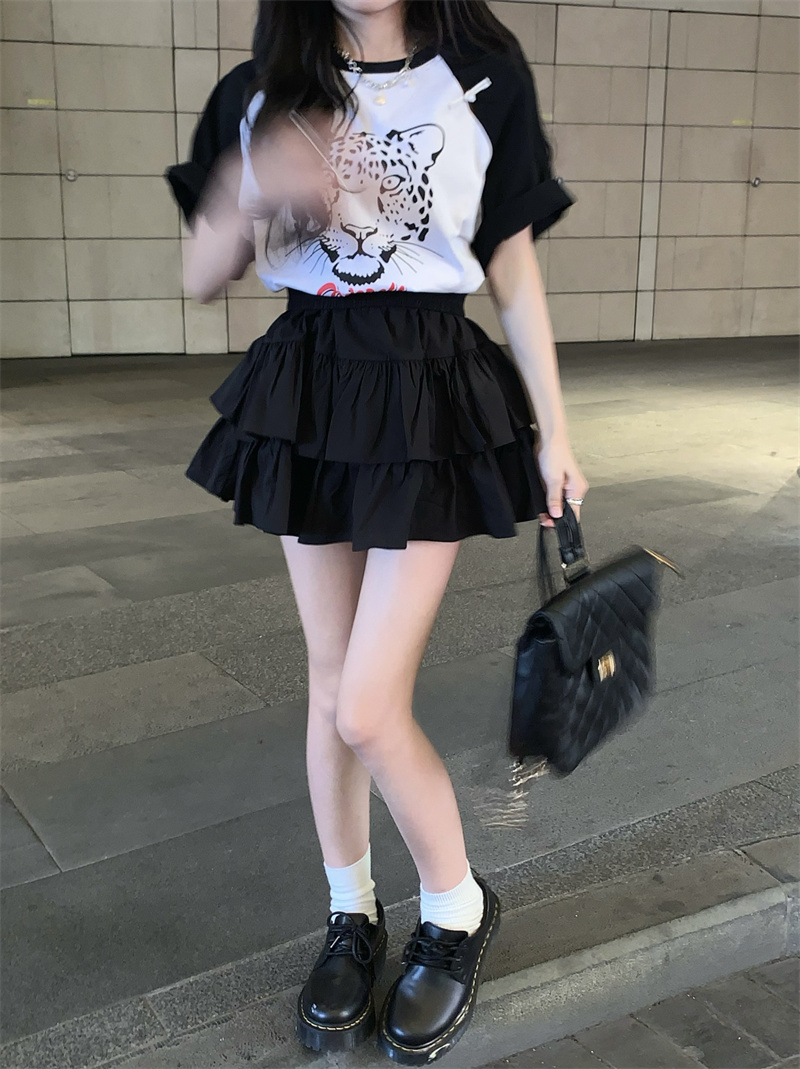 2022夏INS★ファッション　韓国風　ゆったり　プリント　Tシャツ+スカート
