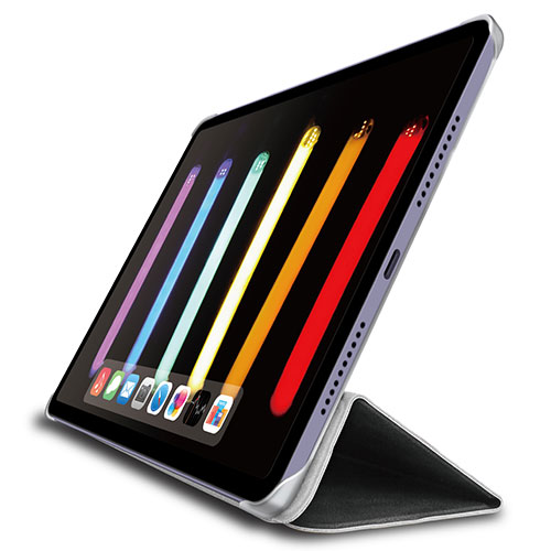 エレコム iPad mini 第6世代/手帳型/背面クリア/ソフトレザー/2アングル/ブラ