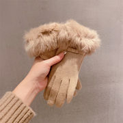 手袋　レディース　韓国ファッション　秋冬　冬　デザイン　5本指 　ファー　かわいい