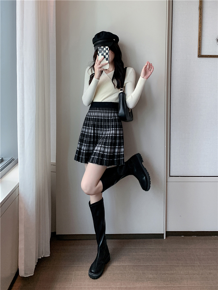 韓国ファッション ニットスカート ファッション カレッジ風 ミニスカート スカート プリーツスカート