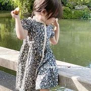 キッズワンピース　花柄　レトロ風　半袖 カジュアル　韓国風子供服　90-140cm