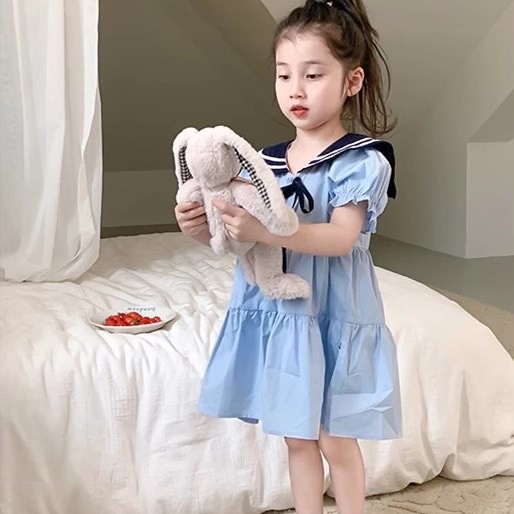 キッズワンピース セーラーワンピース 半袖 女の子服 2024年夏