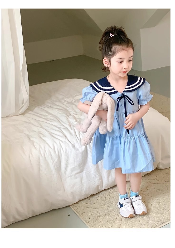 キッズワンピース セーラーワンピース 半袖 女の子服 2024年夏