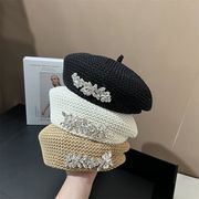 ベレー帽　春夏　レディース　韓国ファッション　オシャレ　デザイン　ストーン