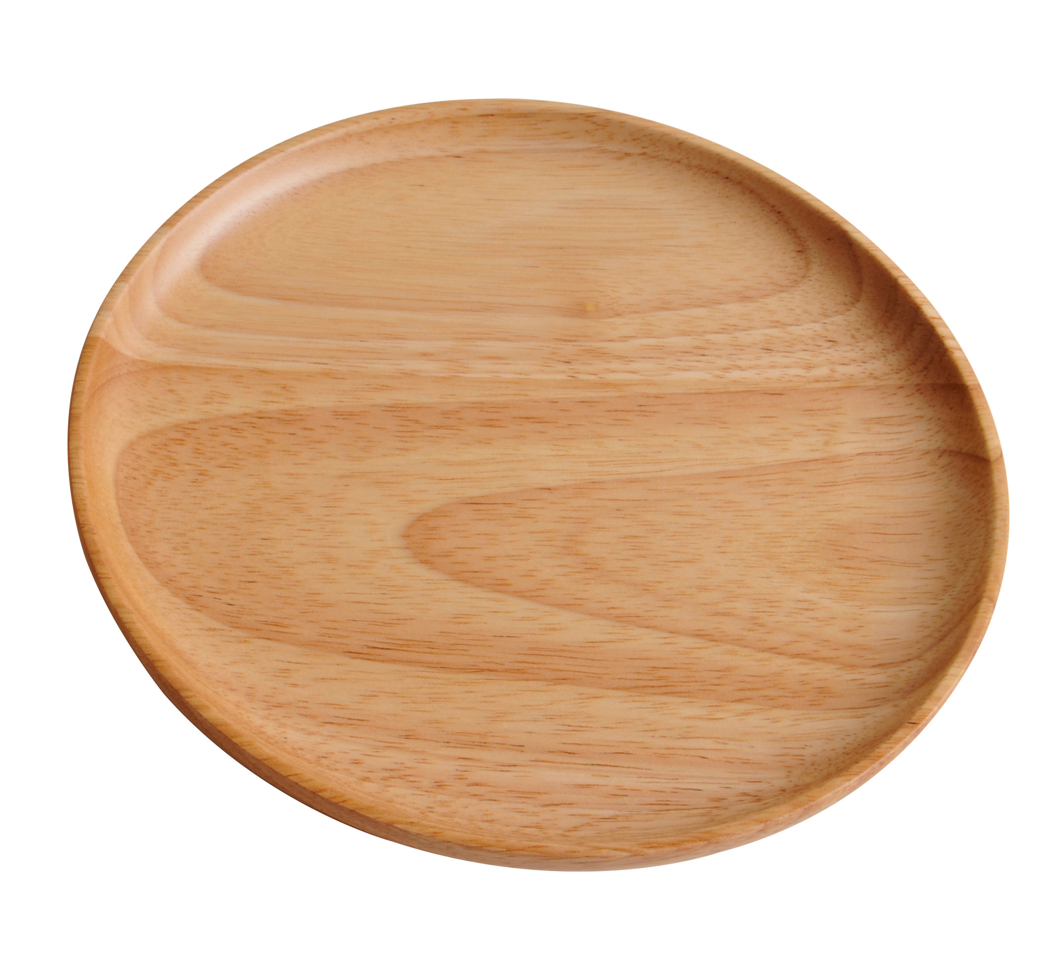 木製　ナチュラル　ゴムの木　大　丸プレート　皿　日本食品衛生対応