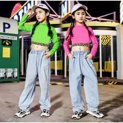 夏 女の子  ジャズダンス服 JAZZ hiphop 演出服 子供服 キッズ 110-180 ヒップホップ