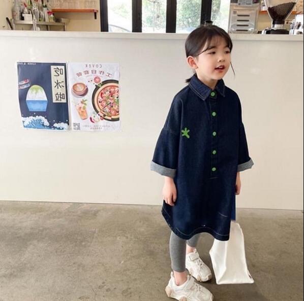 大人気　韓国子供服   韓国ファッション　 シャツデニムワンピース　カジュアル　ゆったり　子供服　キッズ