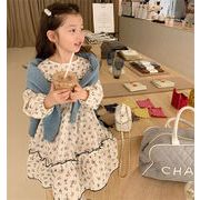 韓国子供服  女の子  ファッション   可愛い  長袖  花柄  ゆったり  お姫様  ワンピース  キッズ服