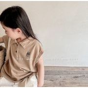 INS 2023夏新作  女の子  半袖  ブラウス     トップス   Tシャツ       キッズ服    子供服   2色 80-130