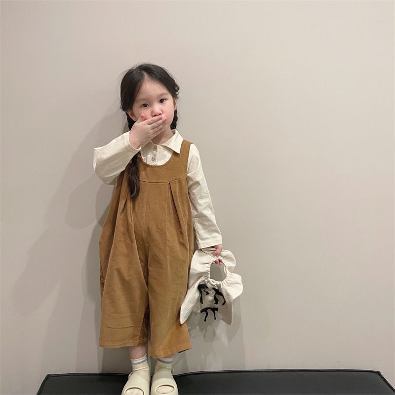 2022新作 韓国子供服 子供 キッズ コーデュロイ サロペット ブラウス ...