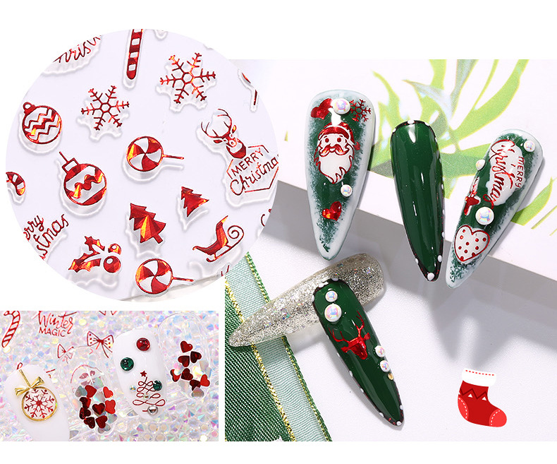 クリスマス ネイル 用品 ネイルステッカー ins風3d立体ネイルステッカー 爪の装飾 クリスマスパーティー