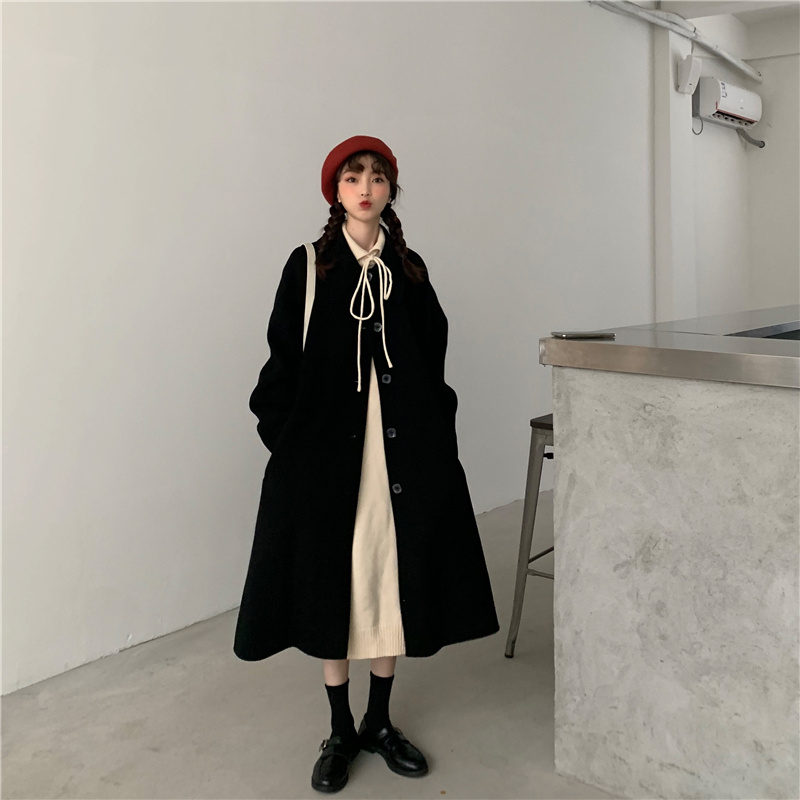 2022冬INS★ファッション　韓国風 レトロ 　エレガント　ラシャ  ロングコート